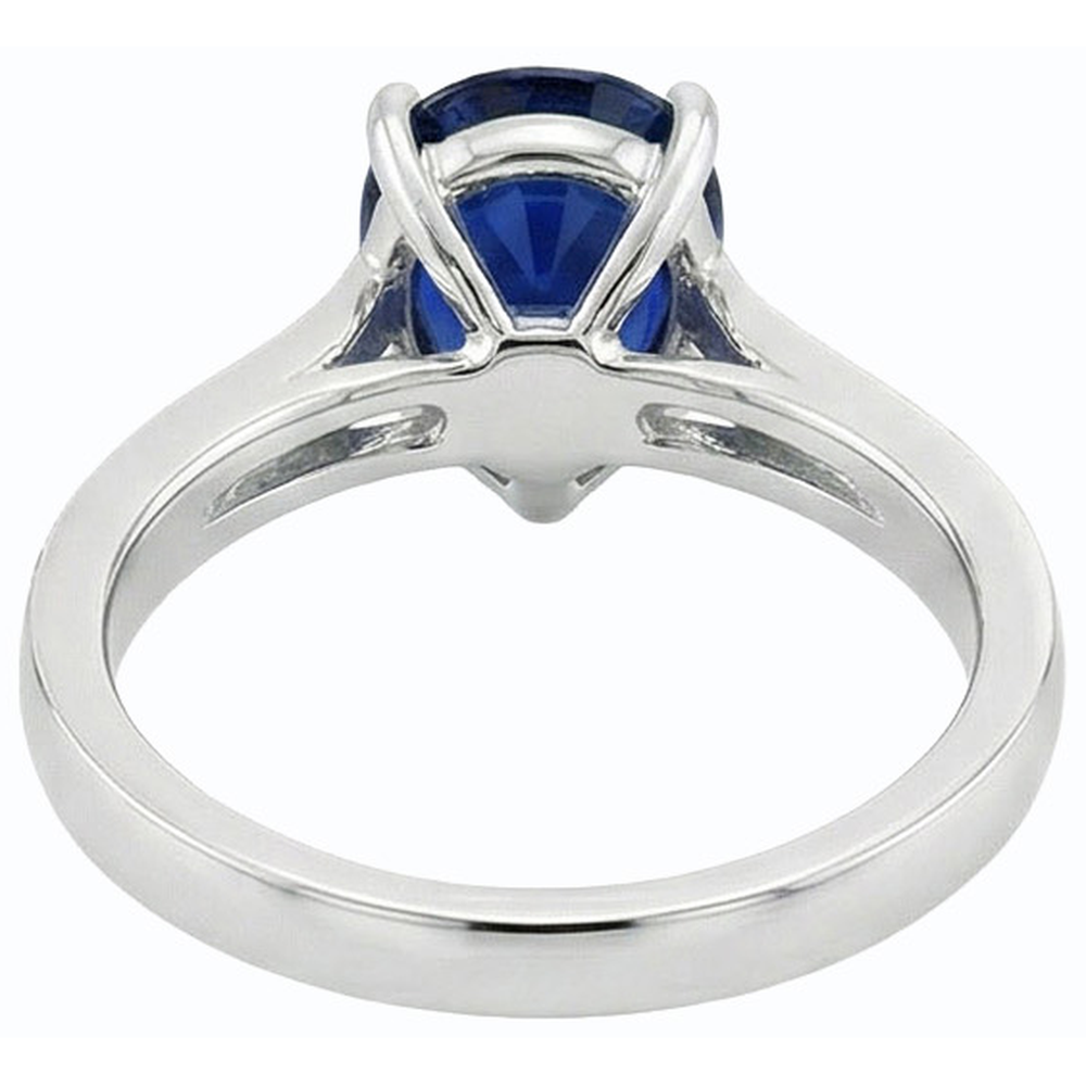 natural round sapphire 2.50ct ring front view
