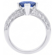 natural round sapphire 3ct ring on white background