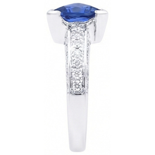 natural round sapphire 3ct ring profile view