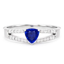Gemstone Jewellery Trillion Sapphire Ring Split Shank Natural Earth Mined Diamonds 1 Carat