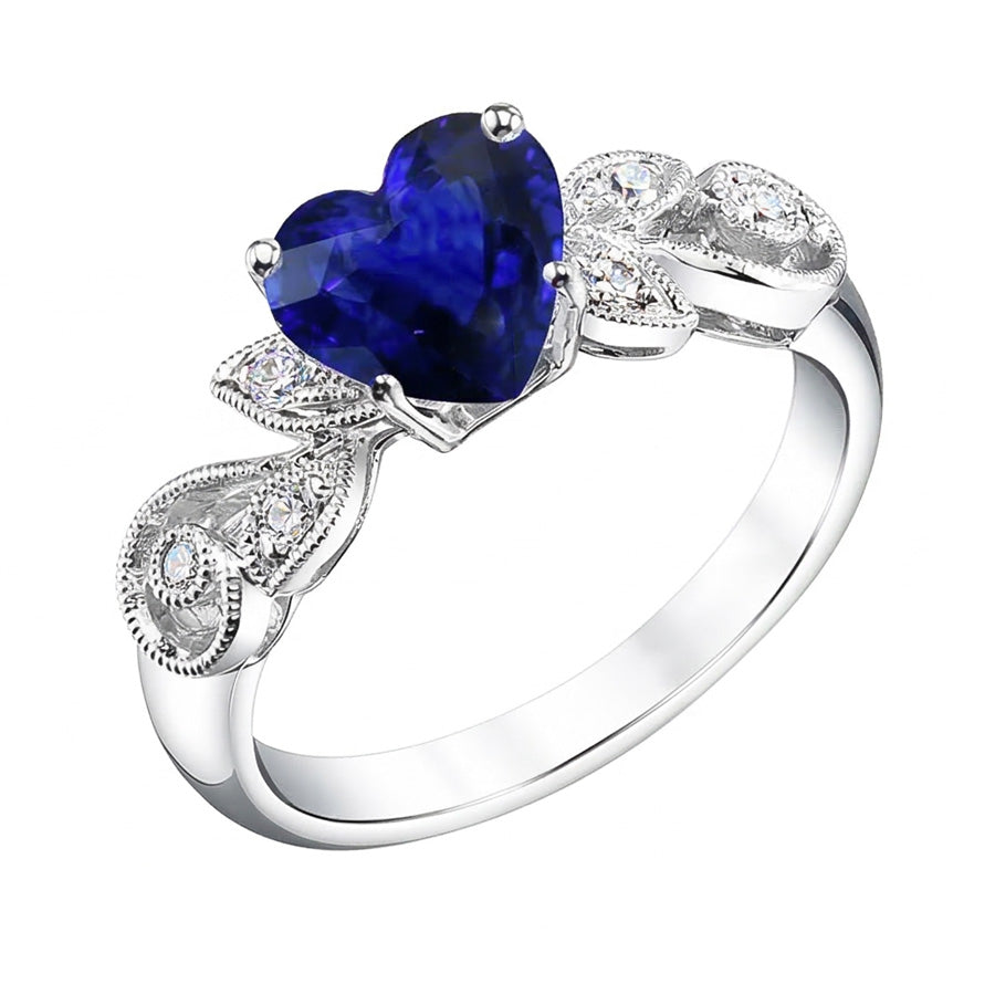 natural round sapphire 2.25ct ring top view