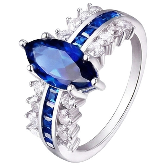 natural round sapphire 6.50ct ring close up detail