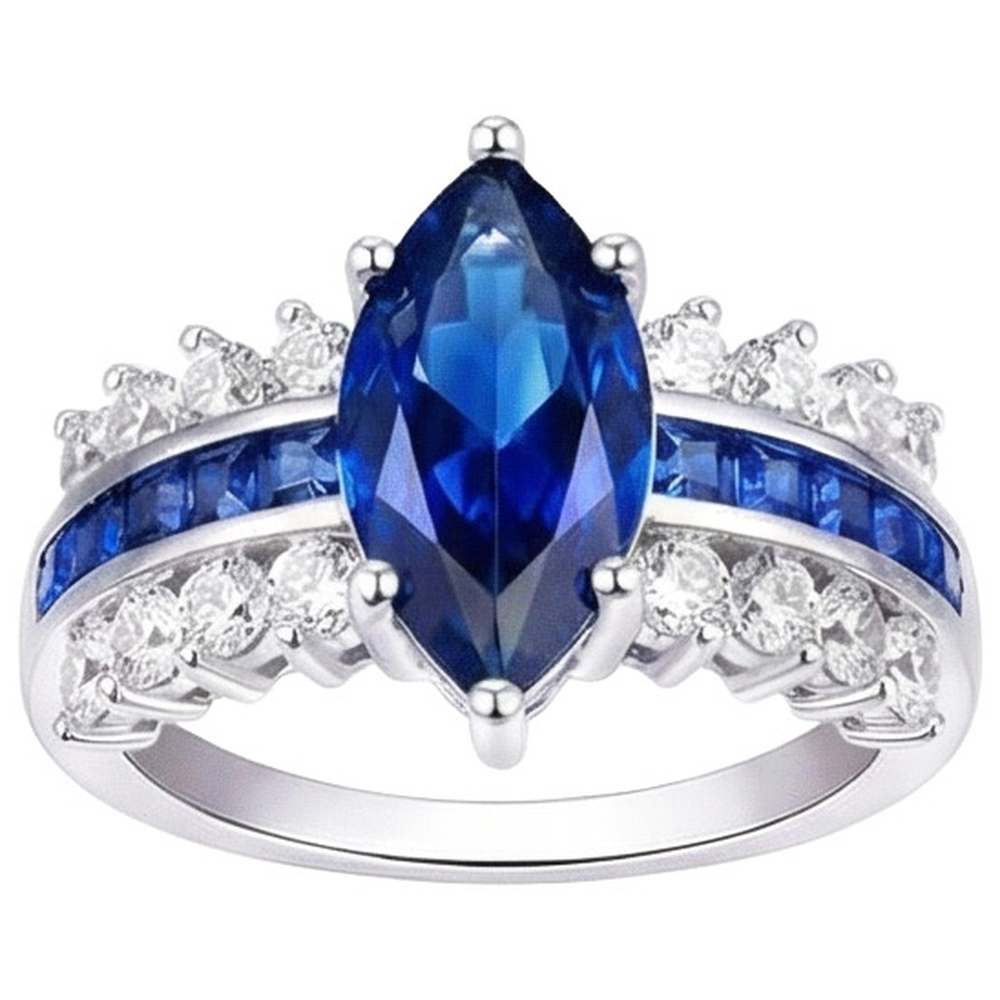 natural round sapphire 6.50ct ring front view