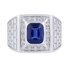 Gemstone Men's Ring Cushion Sapphire 2.50 Carats Antique Style