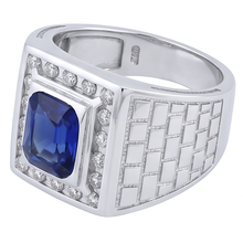 Gemstone Men's Ring Cushion Sapphire 2.50 Carats Antique Style