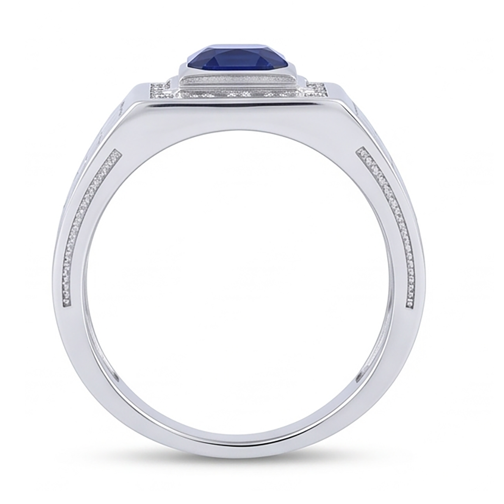 Gemstone Men's Ring Cushion Sapphire 2.50 Carats Antique Style