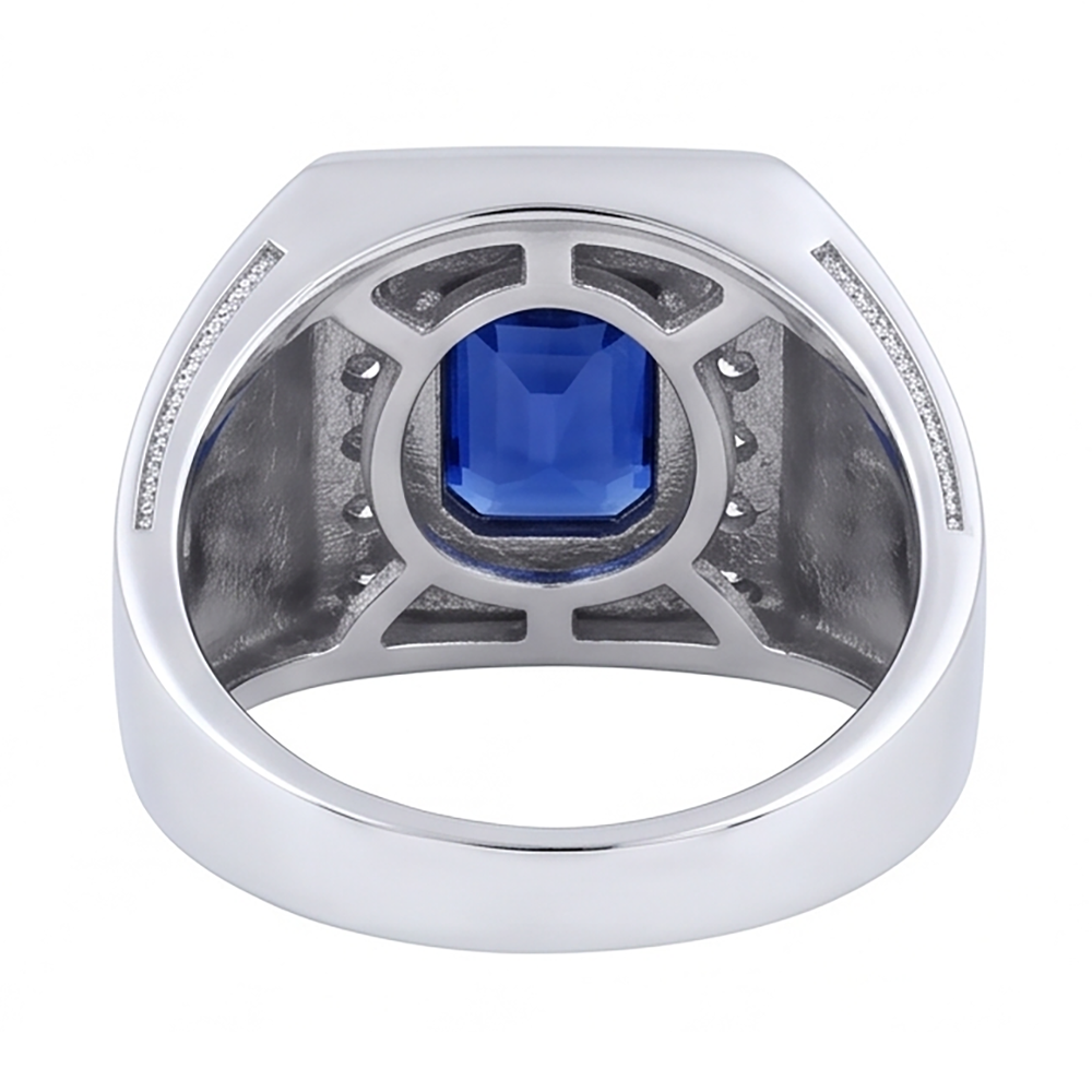 Gemstone Men's Ring Cushion Sapphire 2.50 Carats Antique Style
