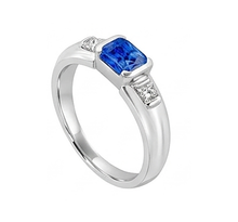 Gemstone Mens Ring Princess Natural Earth Mined Diamond Gold Bar Set Blue Sapphire 1.75 Ct