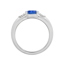 Gemstone Mens Ring Princess Natural Earth Mined Diamond Gold Bar Set Blue Sapphire 1.75 Ct