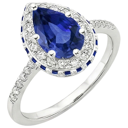 Natural Sapphire Ring 6ct - White Gold 14K