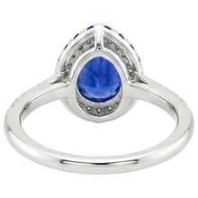natural round sapphire 6ct ring on white background