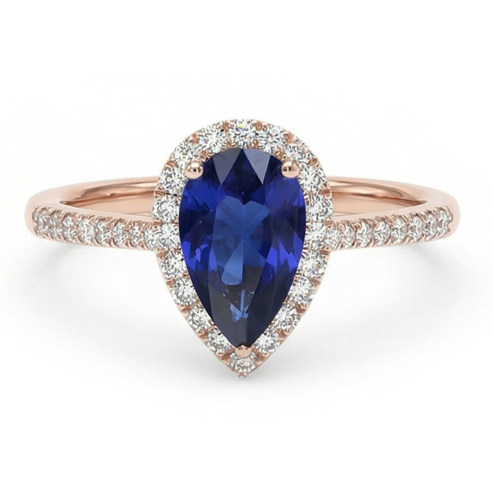 natural round sapphire 3.50ct ring front view
