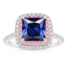 Gemstone Natural Earth Mined Diamond Ring Blue & Pink Sapphire Double Halo 6.50 Carat Gold