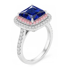 Gemstone Natural Earth Mined Diamond Ring Blue & Pink Sapphire Double Halo 6.50 Carat Gold