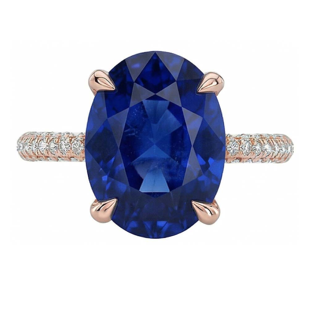 natural round sapphire 3.50ct ring front view