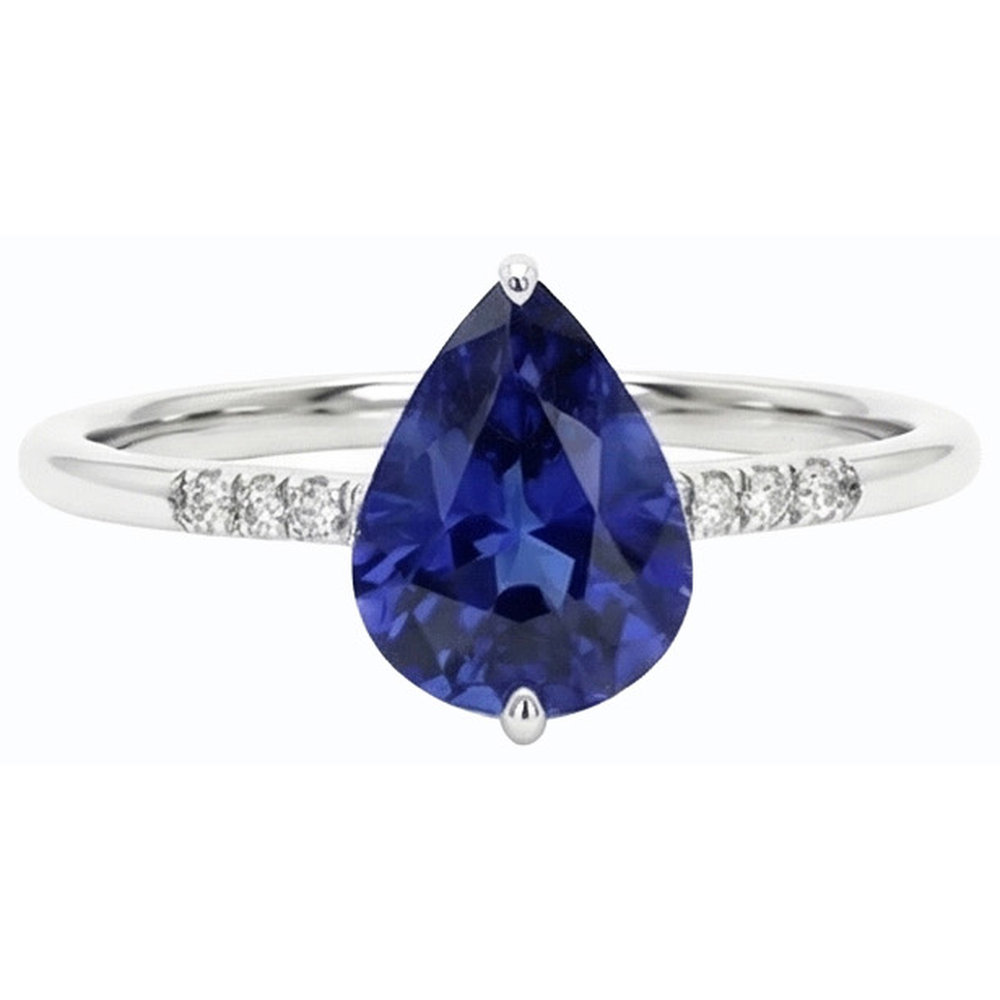 natural round sapphire 3ct ring profile view