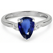 Gemstone Pear Deep Blue Sapphire Ring & Natural Earth Mined Diamonds 2.50 Carats