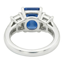 Gemstone Radiant Sapphire Ring 4.50 Carats Emerald & Round Natural Earth Mined Diamonds