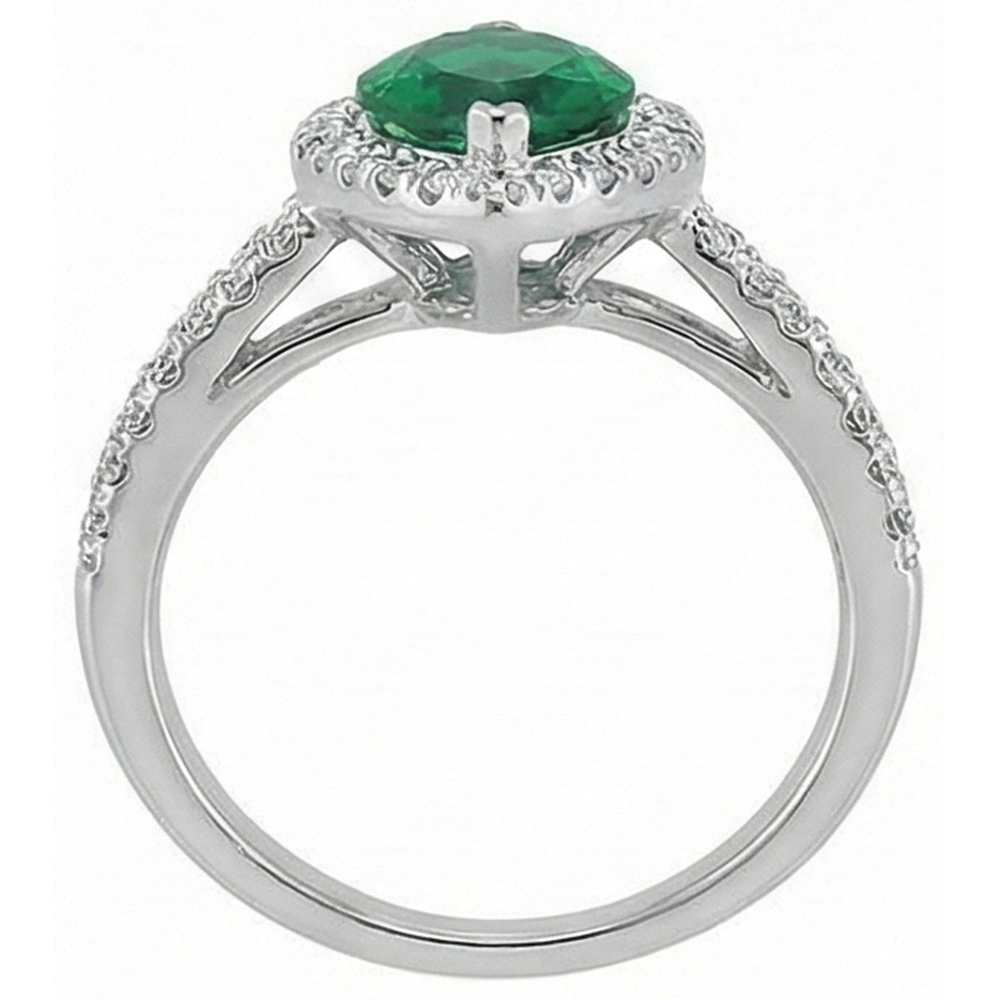 Gemstone Ring 14K Marquise Green Emerald & Round Natural Earth Mined DIAMOND ( NOT LAB GROWN )s 3.35 Ct.