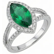 Gemstone Ring 14K Marquise Green Emerald & Round Natural Earth Mined DIAMOND ( NOT LAB GROWN )s 3.35 Ct.