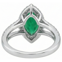 Gemstone Ring 14K Marquise Green Emerald & Round Natural Earth Mined DIAMOND ( NOT LAB GROWN )s 3.35 Ct.