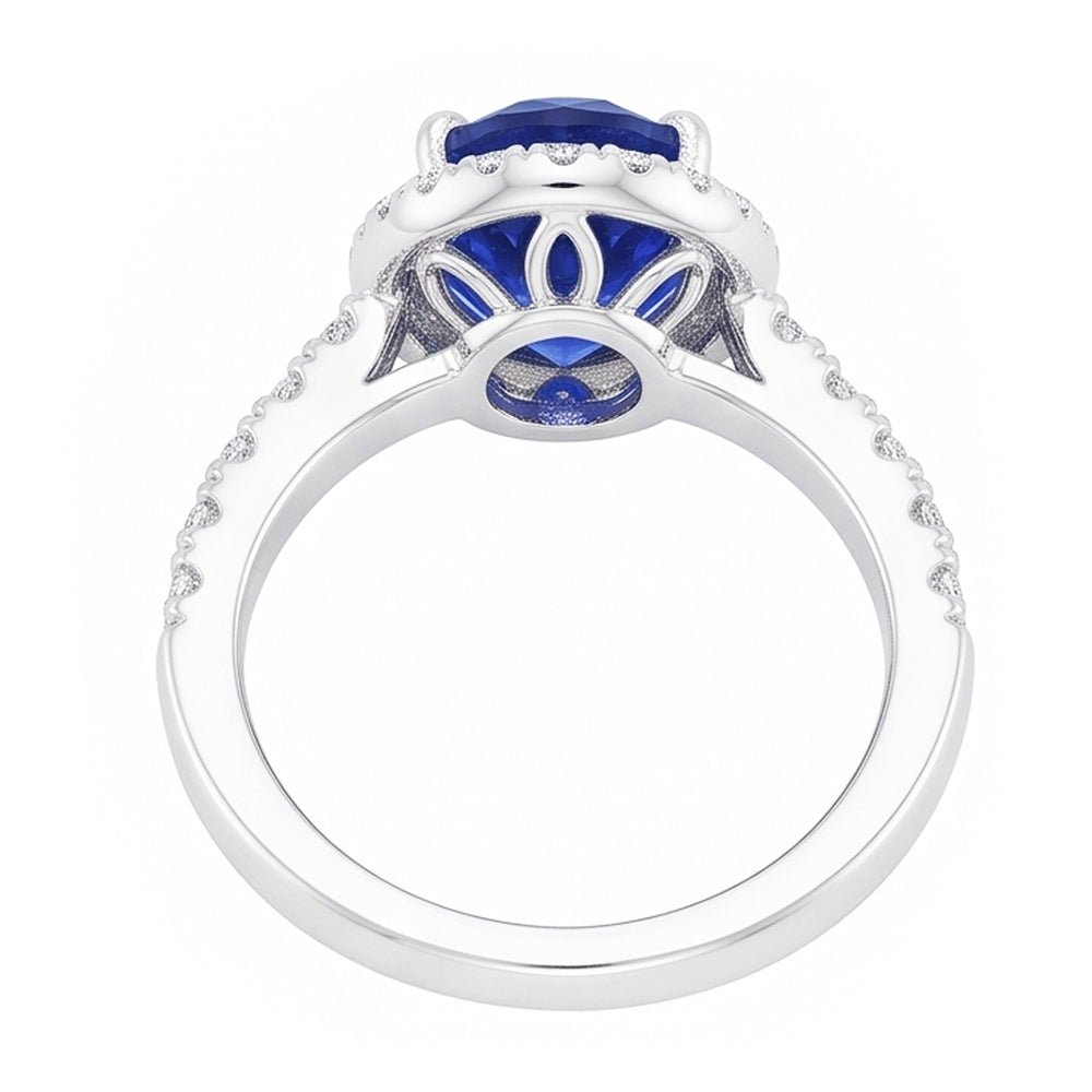 Gemstone Ring 14K White Gold – Royal Blue Sapphire Pear Cut 1.50