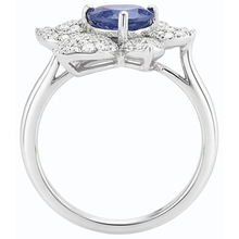 Gemstone Ring Blue Sapphire & Natural Earth Mined Diamonds 2.50 Carats Flower Style
