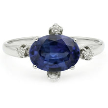 Gemstone Ring Blue Sapphire & Natural Earth Mined Diamonds 5 Stone Jewellery 3.50 Carats