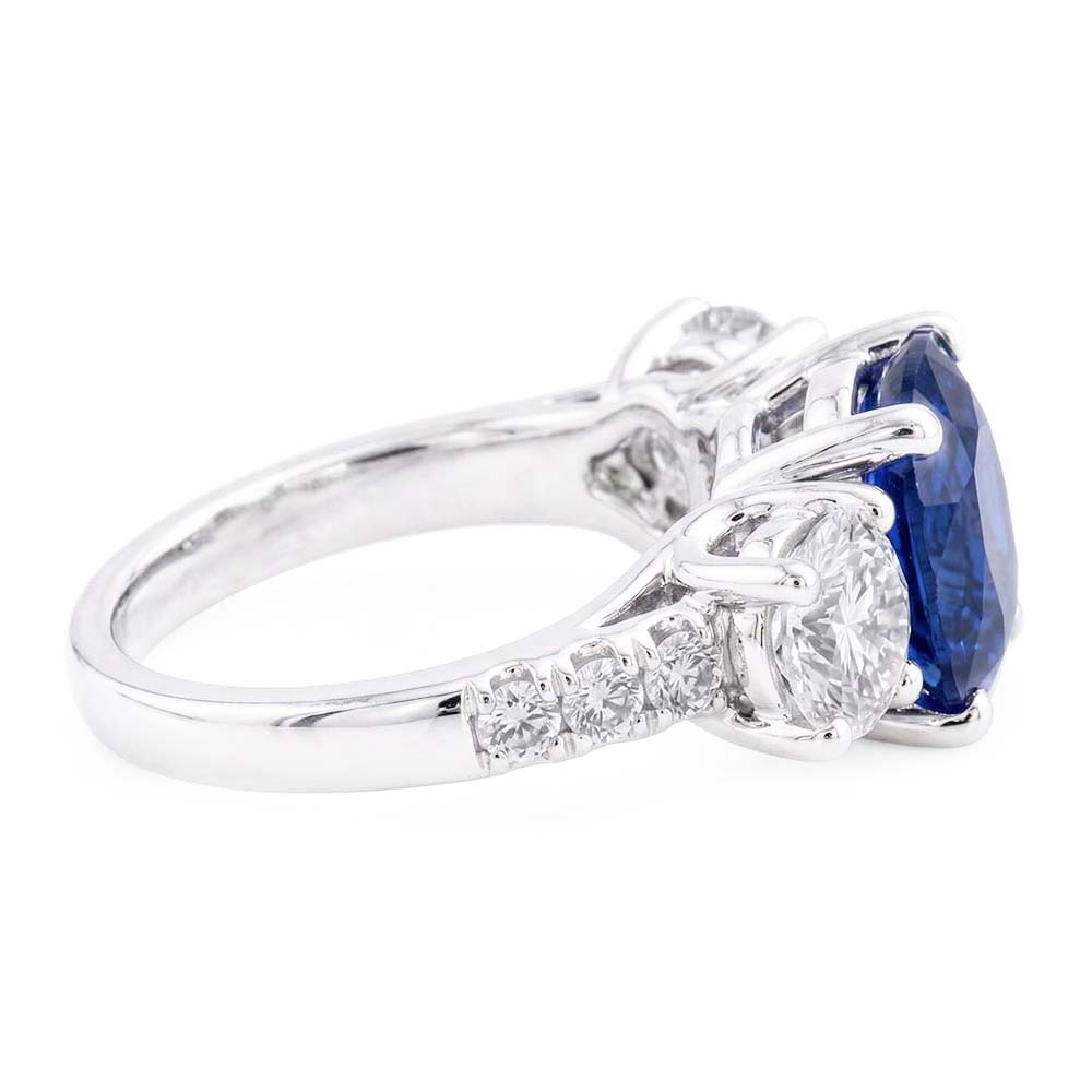 Gemstone Ring Cushion Sapphire Trellis Setting Natural Earth Mined Diamonds 3.50 Carats