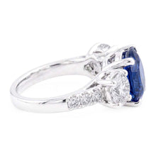 Gemstone Ring Cushion Sapphire Trellis Setting Natural Earth Mined Diamonds 3.50 Carats