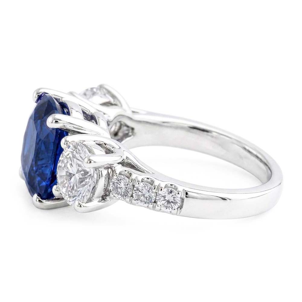 Gemstone Ring Cushion Sapphire Trellis Setting Natural Earth Mined Diamonds 3.50 Carats