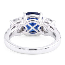 Gemstone Ring Cushion Sapphire Trellis Setting Natural Earth Mined Diamonds 3.50 Carats