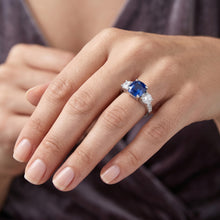 Gemstone Ring Cushion Sapphire Trellis Setting Natural Earth Mined Diamonds 3.50 Carats