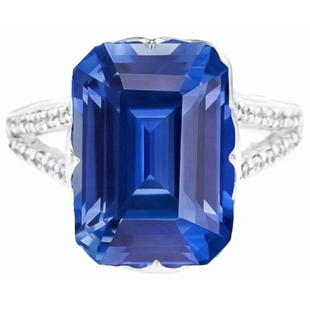 Gemstone Ring Emerald Blue Sapphire Split Shank 5.50 Carats Jewellery