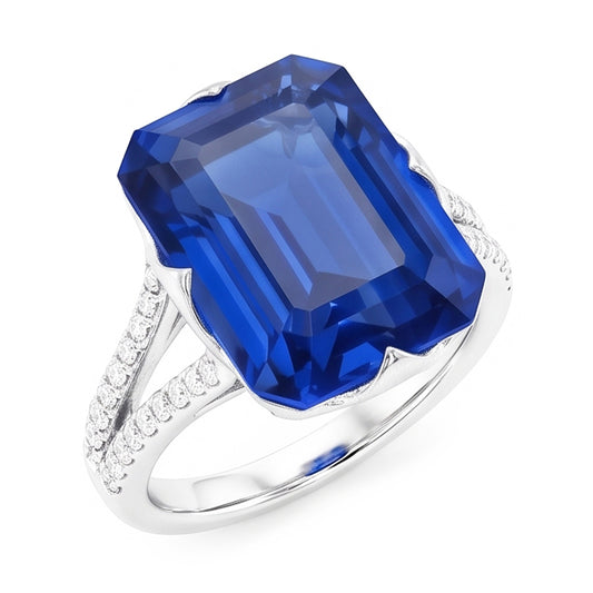 Gemstone Ring Emerald Blue Sapphire Split Shank 5.50 Carats Jewellery