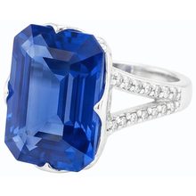 Gemstone Ring Emerald Blue Sapphire Split Shank 5.50 Carats Jewellery