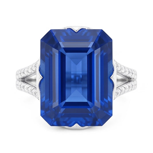 Gemstone Ring Emerald Blue Sapphire Split Shank 5.50 Carats Jewellery