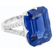 Gemstone Ring Emerald Blue Sapphire Split Shank 5.50 Carats Jewellery