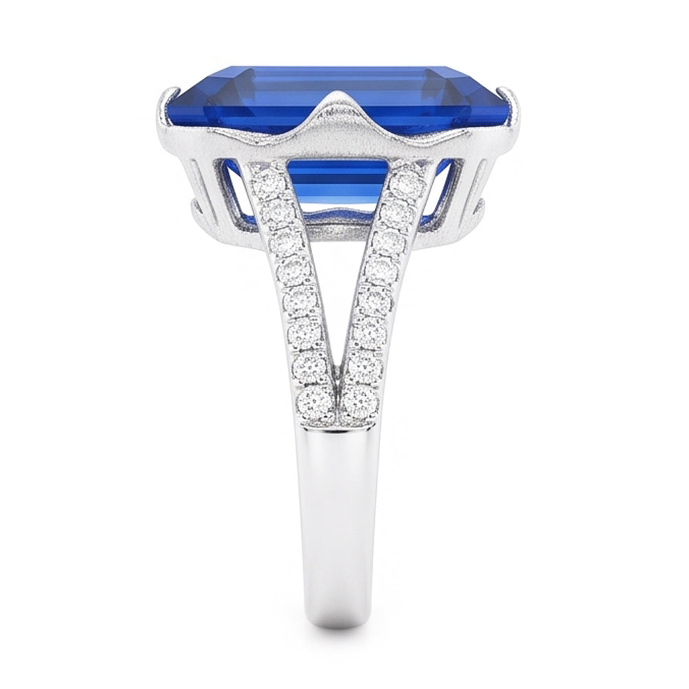 Gemstone Ring Emerald Blue Sapphire Split Shank 5.50 Carats Jewellery