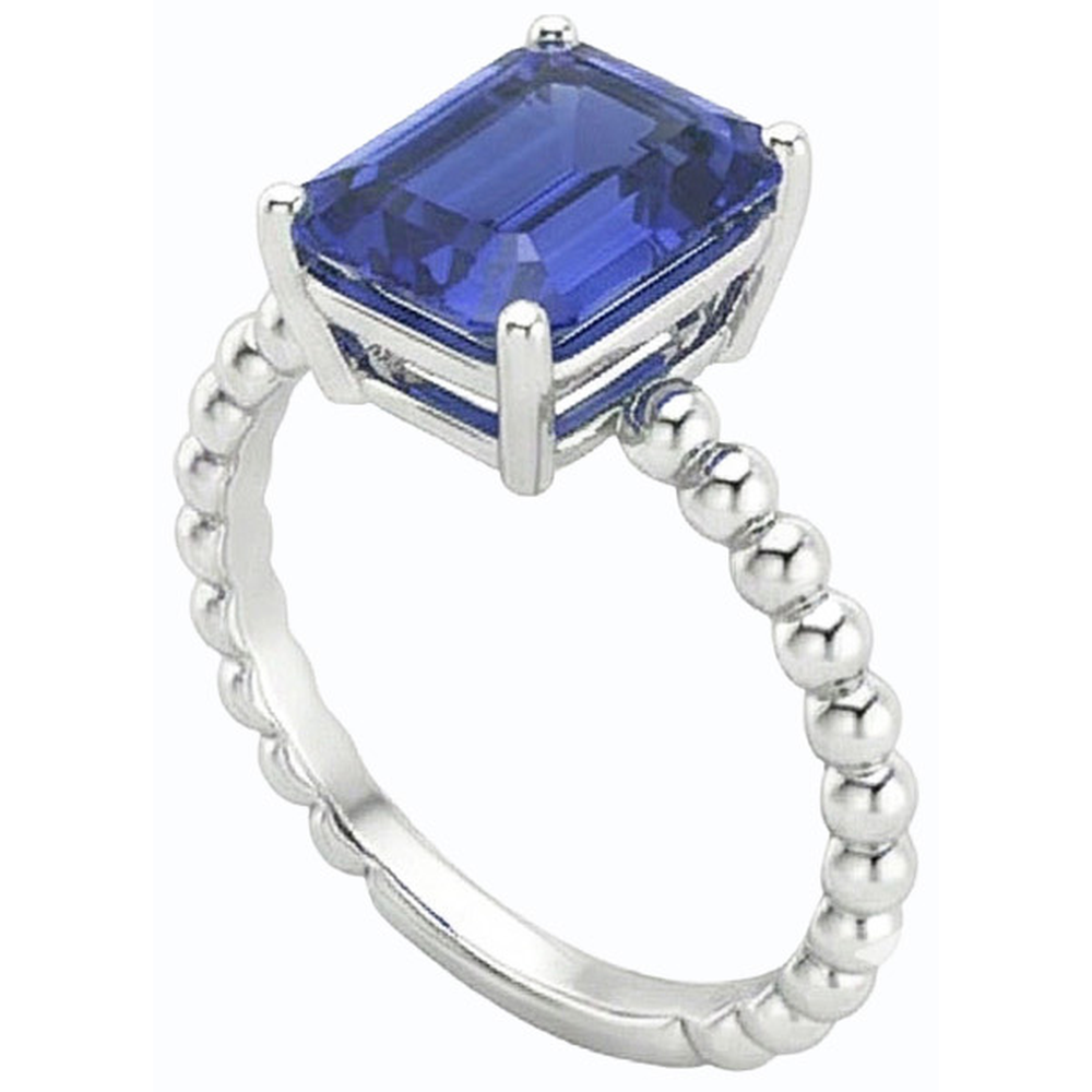 Gemstone Ring Emerald Ceylon Sapphire Beaded Style 3 Carats