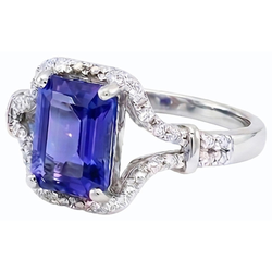 Natural Sapphire Ring 4ct - White Gold 14K
