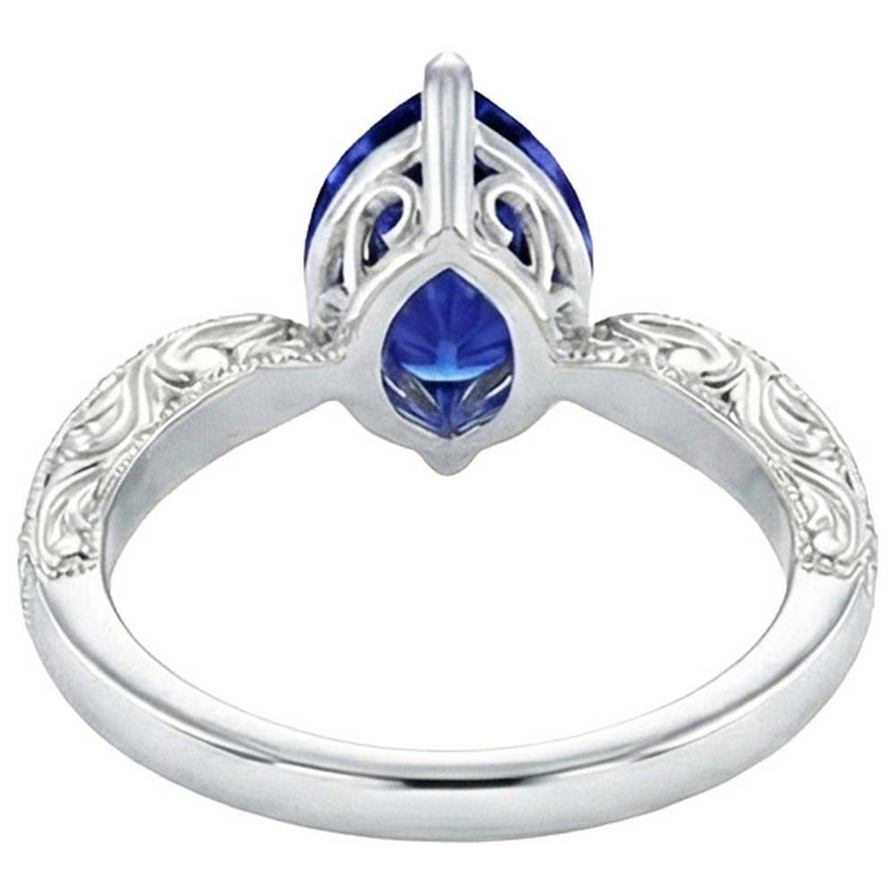 Gemstone Ring Filigree Shank Ceylon Sapphire & Natural Earth Mined DIAMOND ( NOT LAB GROWN )s 2 Carats