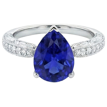 Gemstone Ring Filigree Shank Ceylon Sapphire & Natural Earth Mined DIAMOND ( NOT LAB GROWN )s 2 Carats