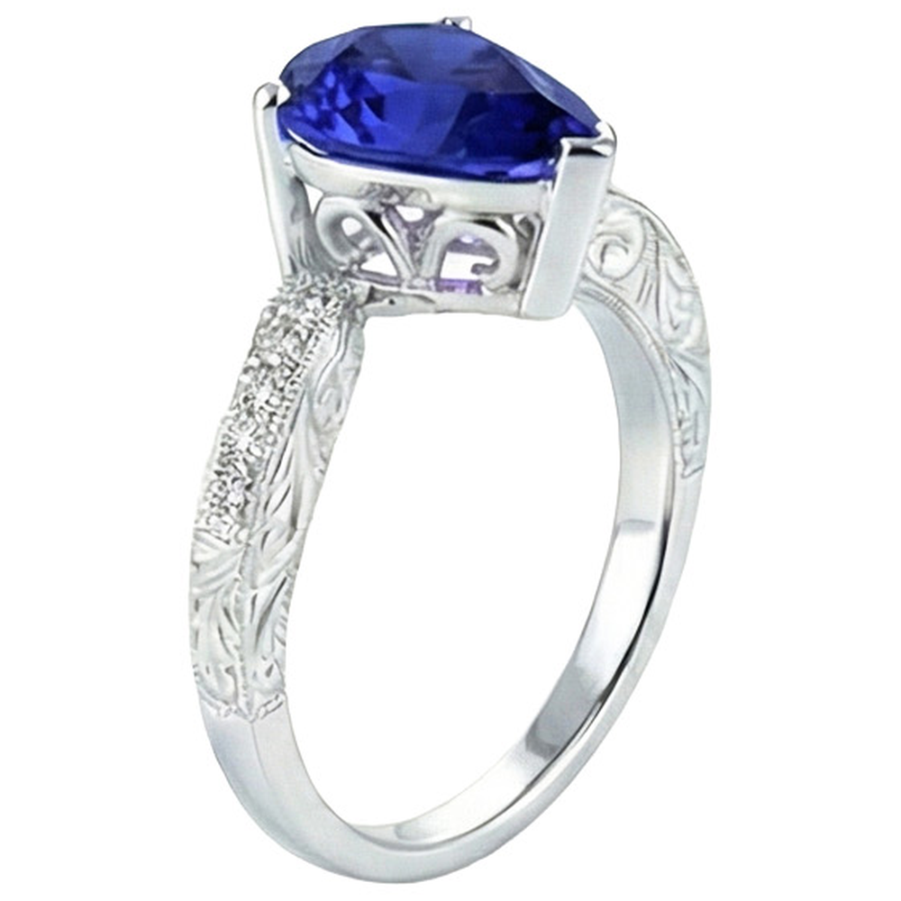 Gemstone Ring Filigree Shank Ceylon Sapphire & Natural Earth Mined DIAMOND ( NOT LAB GROWN )s 2 Carats