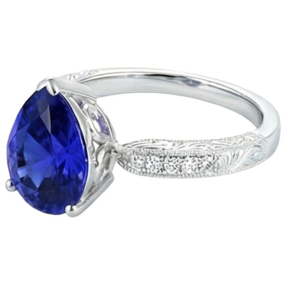 Gemstone Ring Filigree Shank Ceylon Sapphire & Natural Earth Mined DIAMOND ( NOT LAB GROWN )s 2 Carats