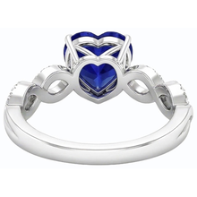 Gemstone Ring Heart Cut Blue Sapphire Infinity Style 4 Carats Natural Earth Mined Diamond