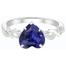 Gemstone Ring Heart Cut Blue Sapphire Infinity Style 4 Carats Natural Earth Mined Diamond