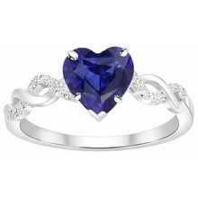 Gemstone Ring Heart Cut Blue Sapphire Infinity Style 4 Carats Natural Earth Mined Diamond