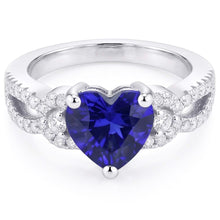 Gemstone Ring Heart Cut Blue Sapphire Split Shank 4.50 Carats