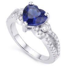 Gemstone Ring Heart Cut Blue Sapphire Split Shank 4.50 Carats